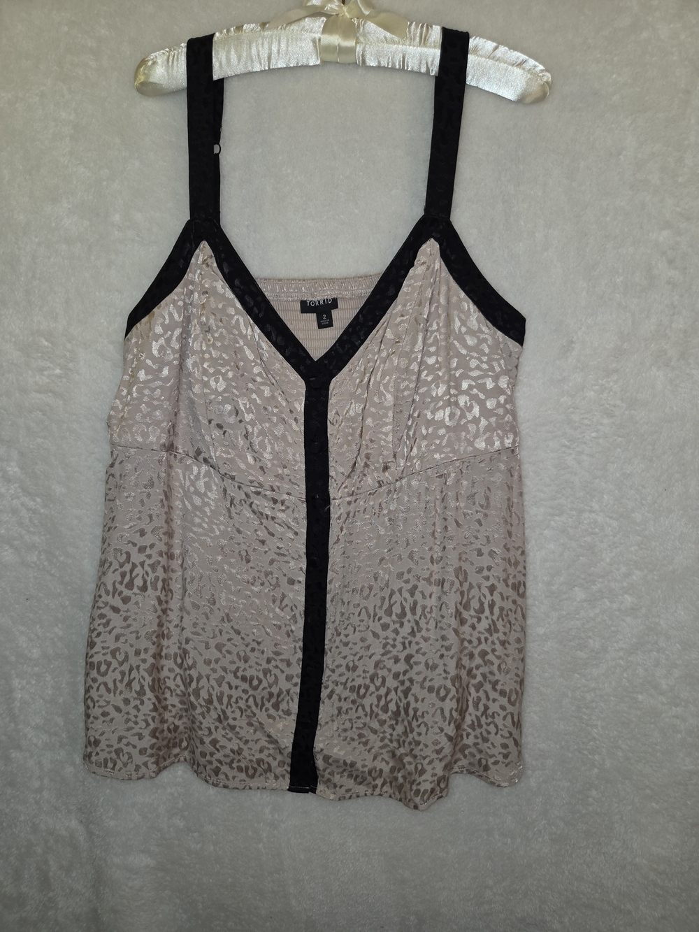 Torrid Beige Animal Print V-Neck Tank with Black Trim